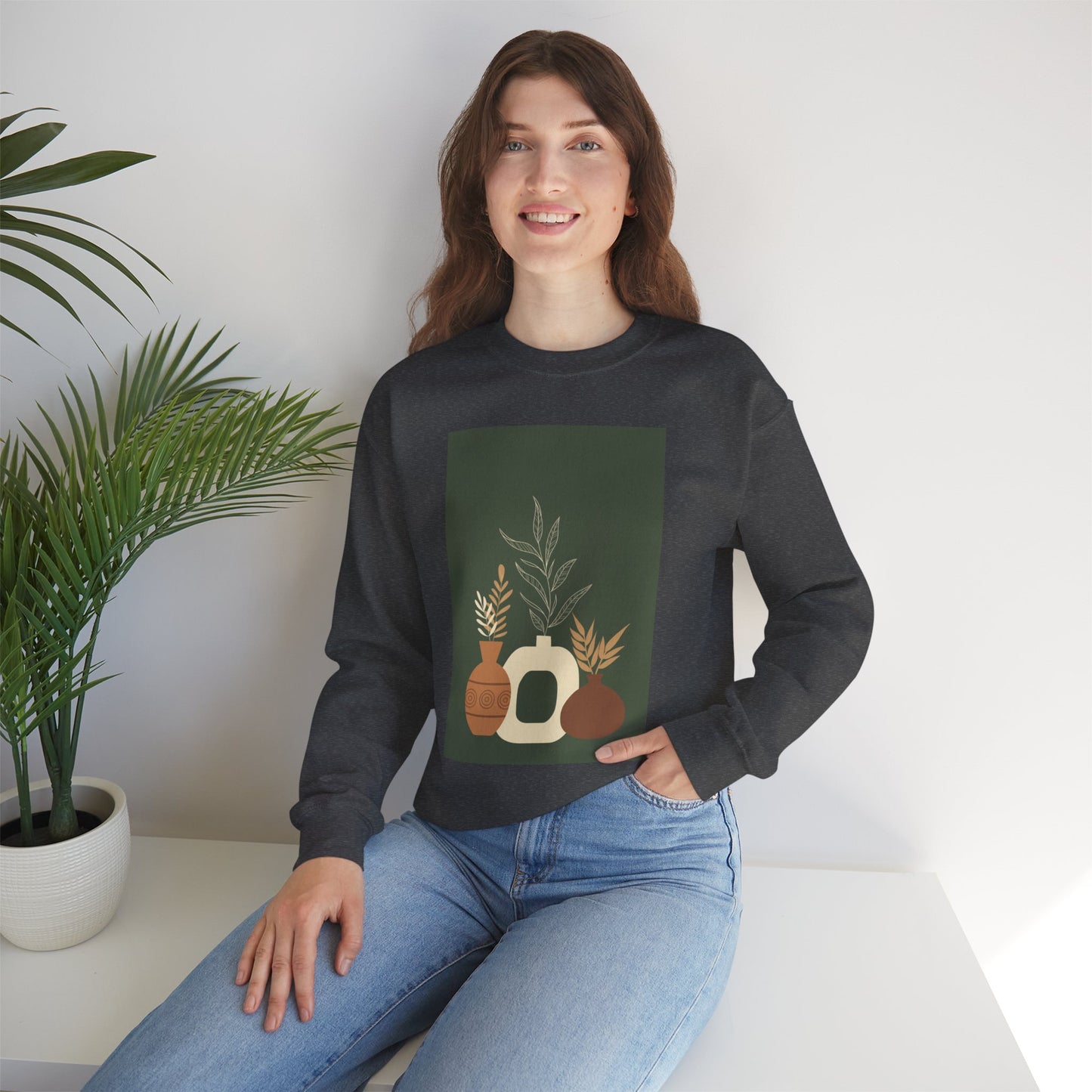 Fall-Inspired Botanical Crewneck Sweatshirt, Cozy Sweatshirt for Women, Warm Unisex Sweater, Autumn Gift,  Plant Lover Apparel