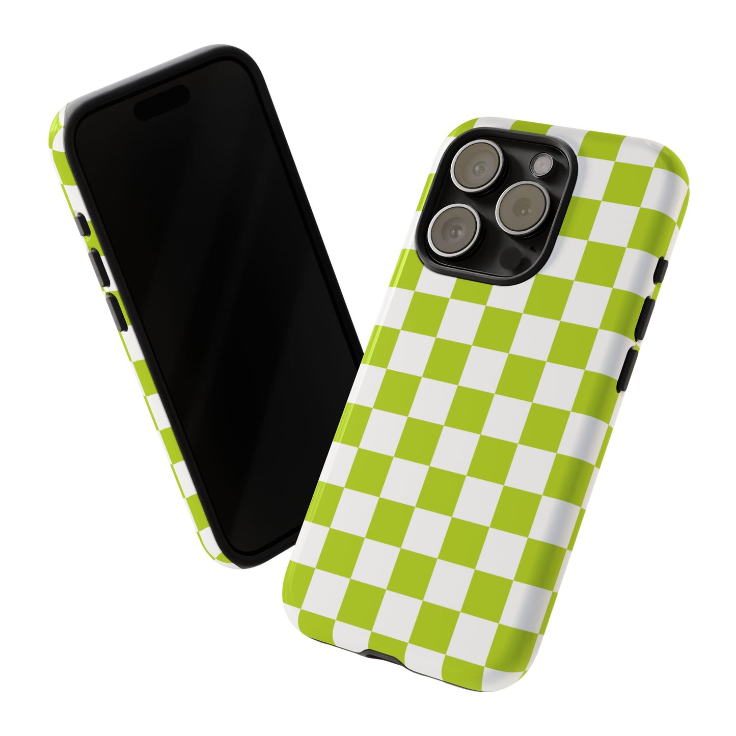 Lively Checker Pattern Phone Case | Tough Cases, Green Checkered Design, Unique Cell Phone Cover, Trendy Accessory, Gift Idea