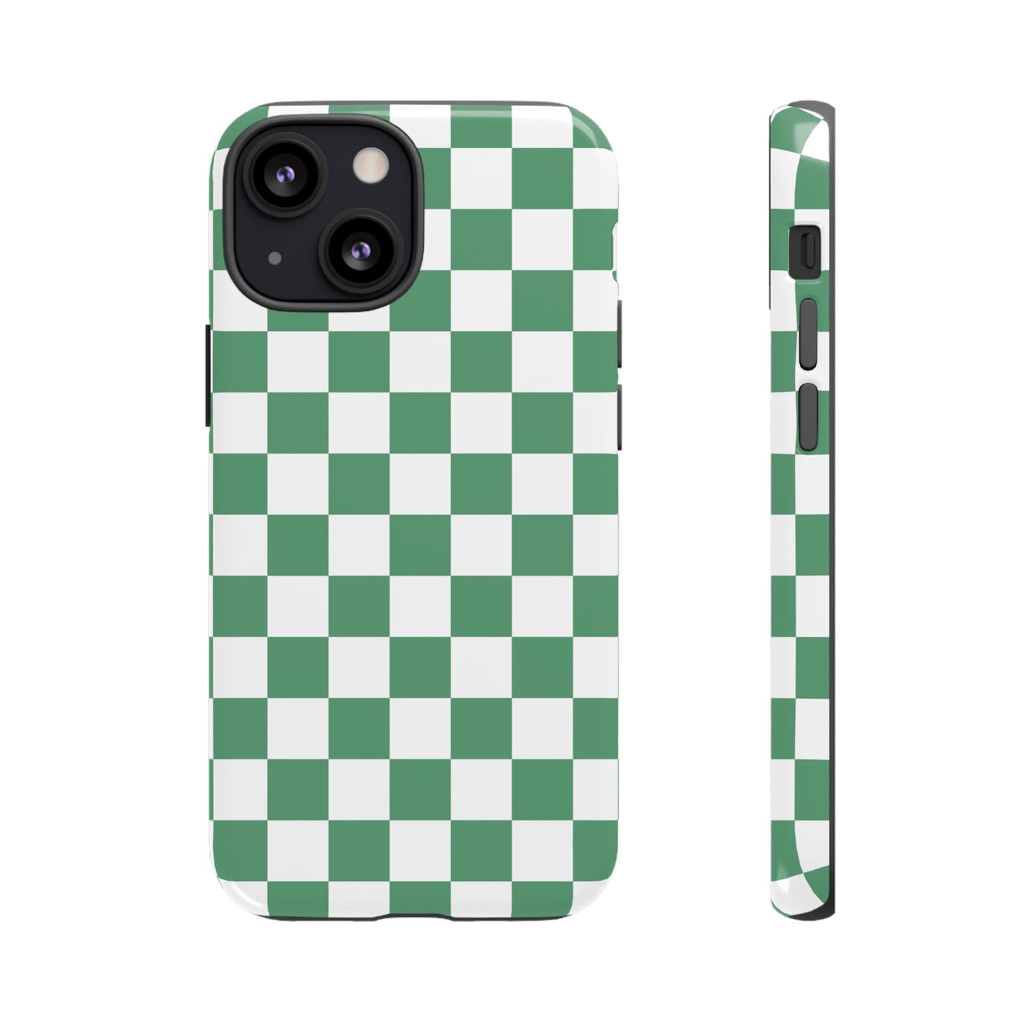 Stylish Phone Case - Green Checker Print, Trendy Phone Cover, Unique Gift, Modern Accessories, Eco-Friendly Case