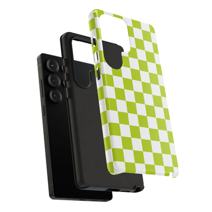 Lively Checker Pattern Phone Case | Tough Cases, Green Checkered Design, Unique Cell Phone Cover, Trendy Accessory, Gift Idea