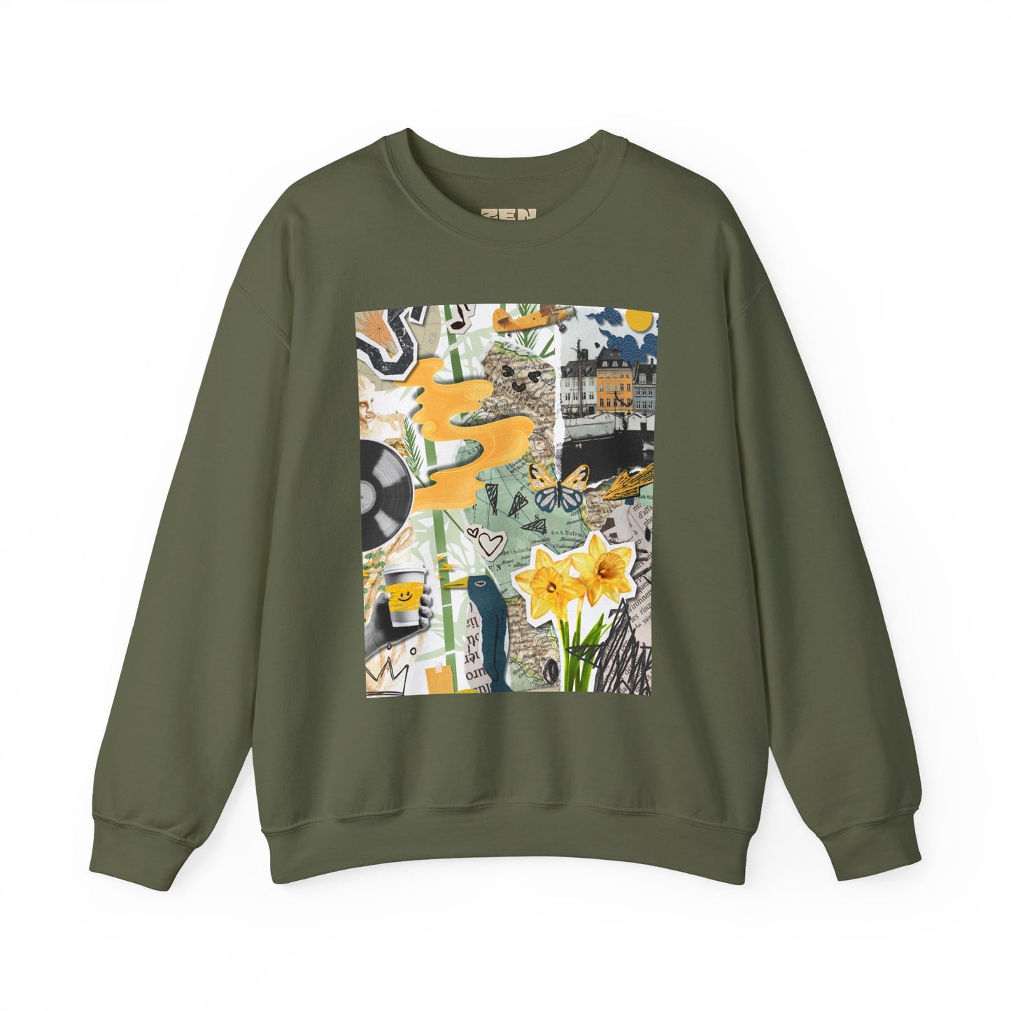 Vibrant Art Sweatshirt for Creatives, Cozy Fall Layering, Gift for Artists, Unique Graphic Pullovers, Casual Everyday Wear, Abstract, Vintage, Collage, Crewneck, Cool Hoodies