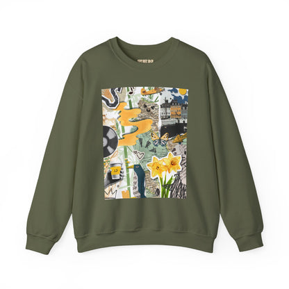 Vibrant Art Sweatshirt for Creatives, Cozy Fall Layering, Gift for Artists, Unique Graphic Pullovers, Casual Everyday Wear, Abstract, Vintage, Collage, Crewneck, Cool Hoodies
