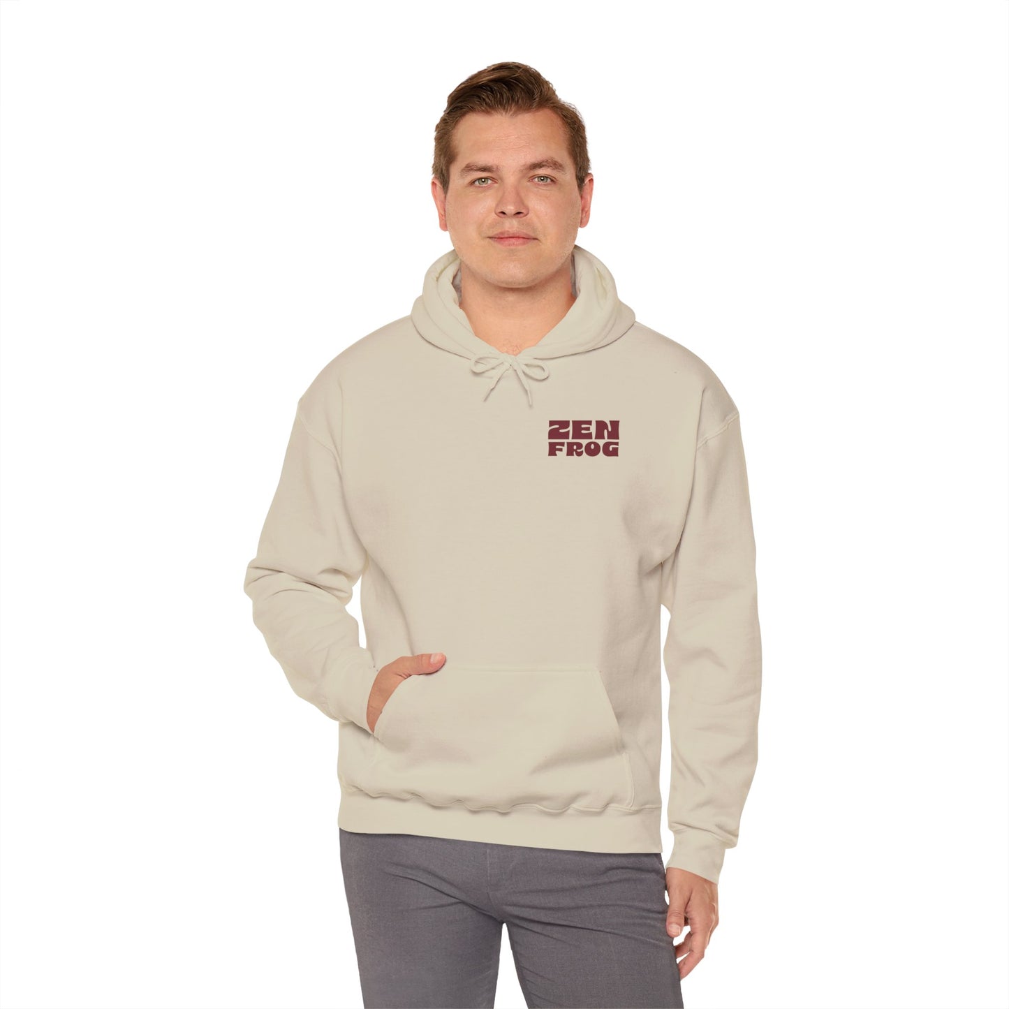 Zen Frog Unisex Hoodie, Cozy Sweatshirt, Relaxed Casual Wear, Unique Gift, Nature Lover Apparel