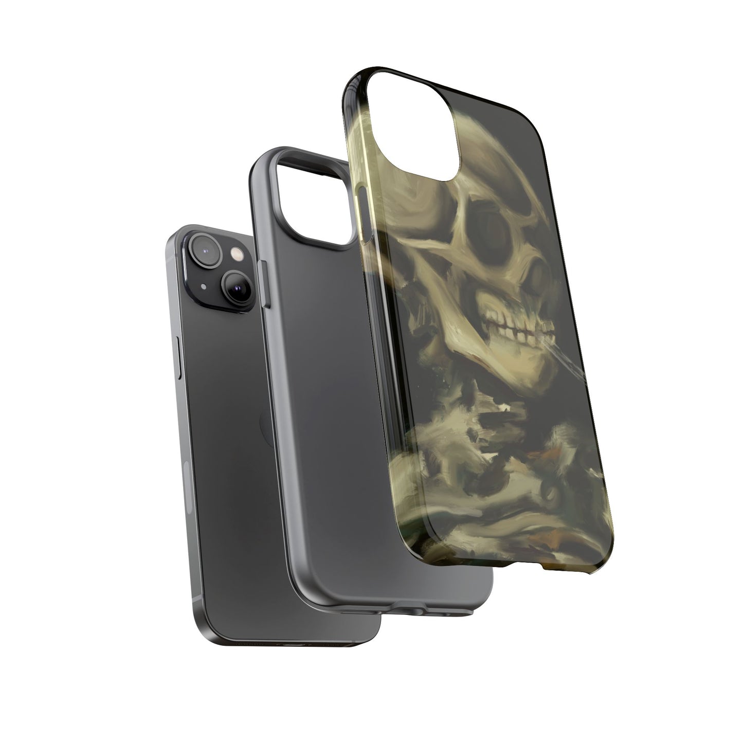 Skull Phone Case - Tough Cases, Macabre Style, Unique Accessories, Perfect for Halloween, Gothic Decor, Edgy Gift Idea | Van Gogh Reimagined, Abstract Twist on  Van Gogh's Skeleton with Burning Cigarette