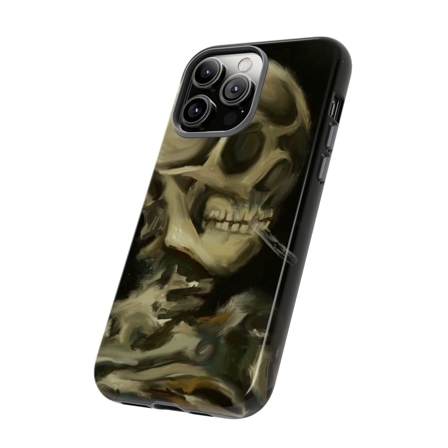 Skull Phone Case - Tough Cases, Macabre Style, Unique Accessories, Perfect for Halloween, Gothic Decor, Edgy Gift Idea | Van Gogh Reimagined, Abstract Twist on  Van Gogh's Skeleton with Burning Cigarette