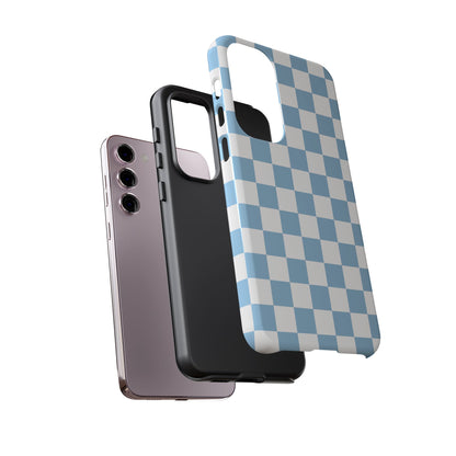 Blue Checkered Phone Case, Tough Phone Cover, Stylish Mobile Protector, Unique Gift for Him/Her, Trendy Accessories for Holidays