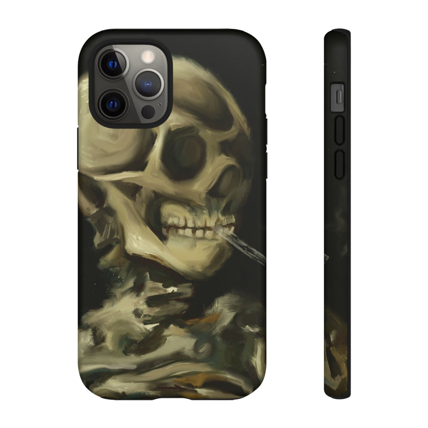 Skull Phone Case - Tough Cases, Macabre Style, Unique Accessories, Perfect for Halloween, Gothic Decor, Edgy Gift Idea | Van Gogh Reimagined, Abstract Twist on  Van Gogh's Skeleton with Burning Cigarette