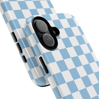 Blue Checkered Phone Case, Tough Phone Cover, Stylish Mobile Protector, Unique Gift for Him/Her, Trendy Accessories for Holidays