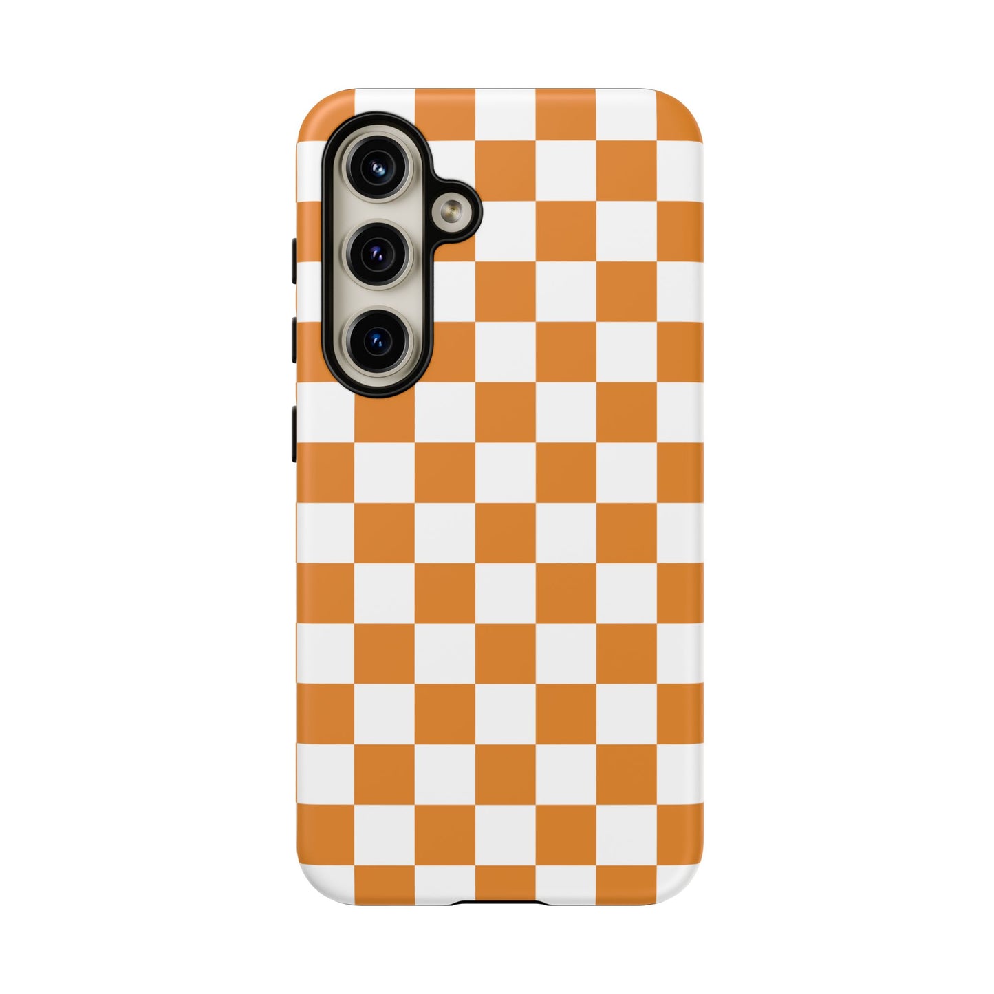 Orange Checkerboard Phone Case, Stylish Tough Cases for Protection, Gift for Friends, Trendy Cell Phone Accessories, Statement Tech Gear