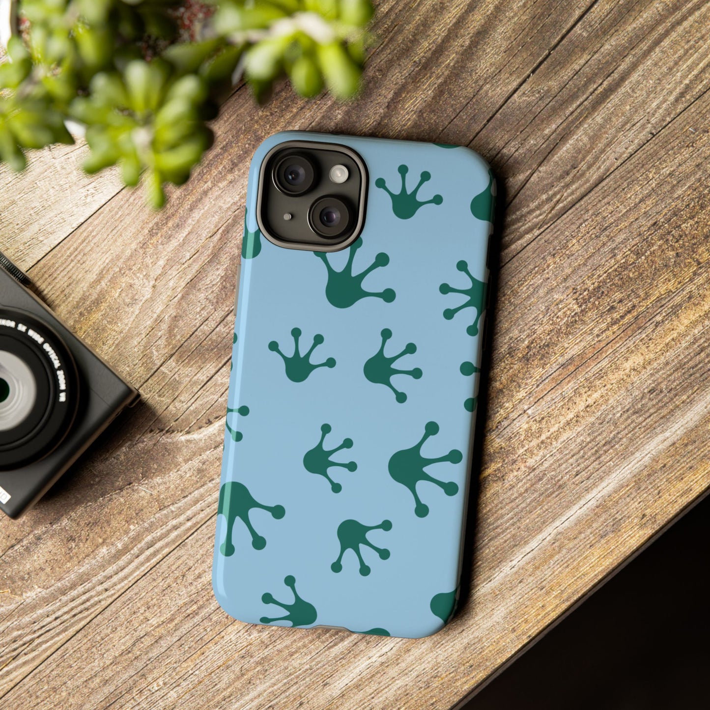 Frog Pattern Phone Case, Tough Cases for Nature Lovers, Unique Gift for Kids, Eco-Friendly Accessories, Stylish Cell Phone Cover, Cute Frog Print Pattern, Artsy Phone Cases