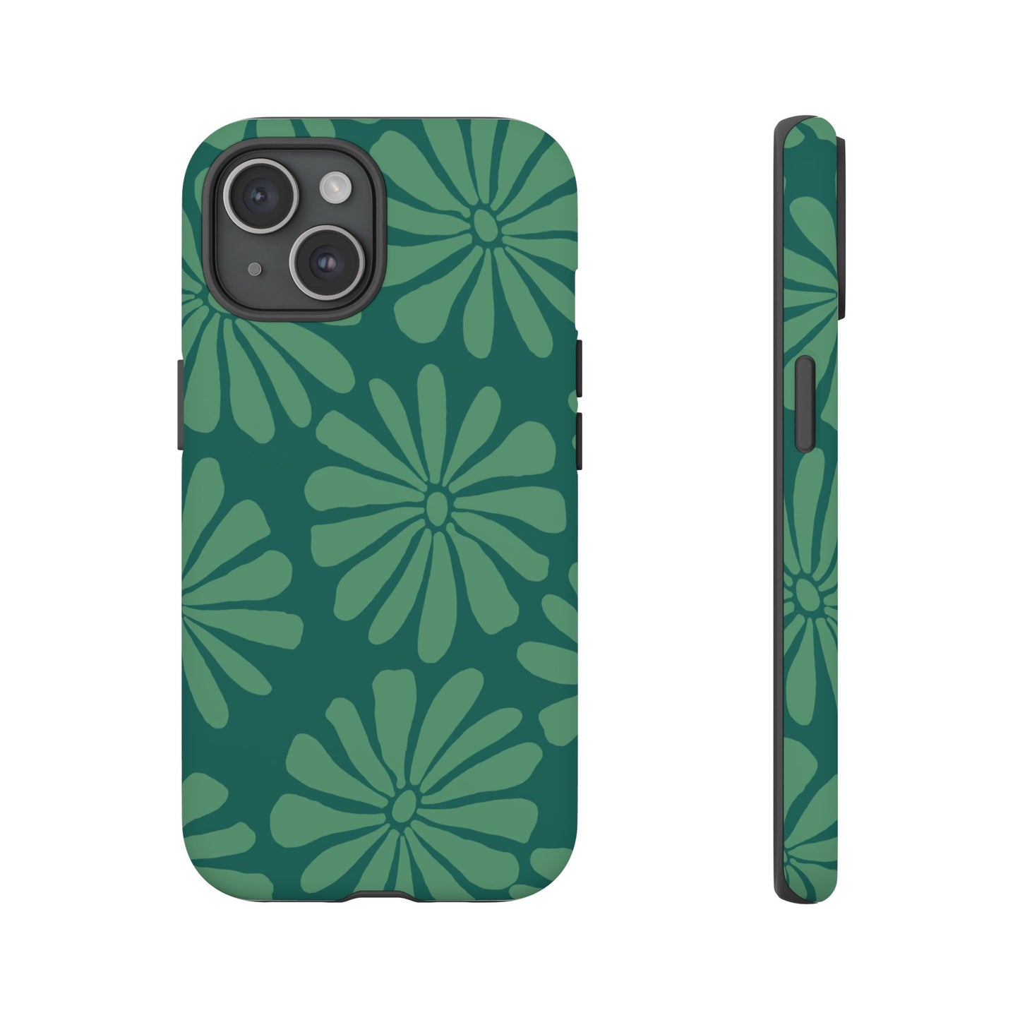 Stylish iPhone Case, Floral Phone Cover, Tough Phone Cases, Green Daisy Design, Unique Gift for Her, Spring Accessories
