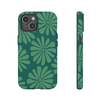 Stylish iPhone Case, Floral Phone Cover, Tough Phone Cases, Green Daisy Design, Unique Gift for Her, Spring Accessories