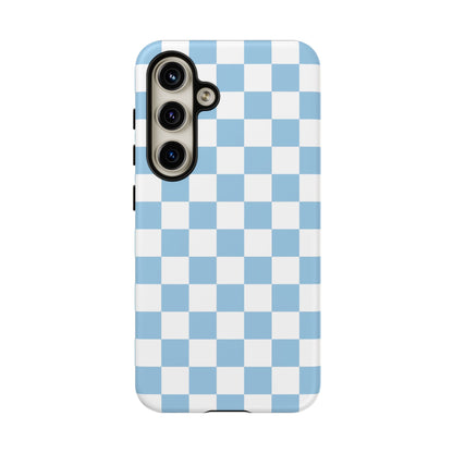 Blue Checkered Phone Case, Tough Phone Cover, Stylish Mobile Protector, Unique Gift for Him/Her, Trendy Accessories for Holidays