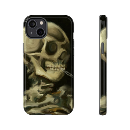Skull Phone Case - Tough Cases, Macabre Style, Unique Accessories, Perfect for Halloween, Gothic Decor, Edgy Gift Idea | Van Gogh Reimagined, Abstract Twist on  Van Gogh's Skeleton with Burning Cigarette