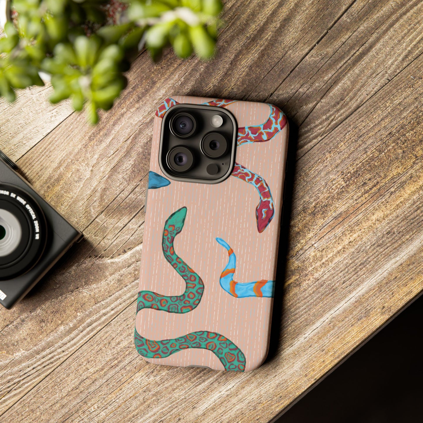Colorful Snake Phone Case, Tough Phone Case, Unique Phone Cover, Animal Print Case, Gifts for Her, Trendy Accessories