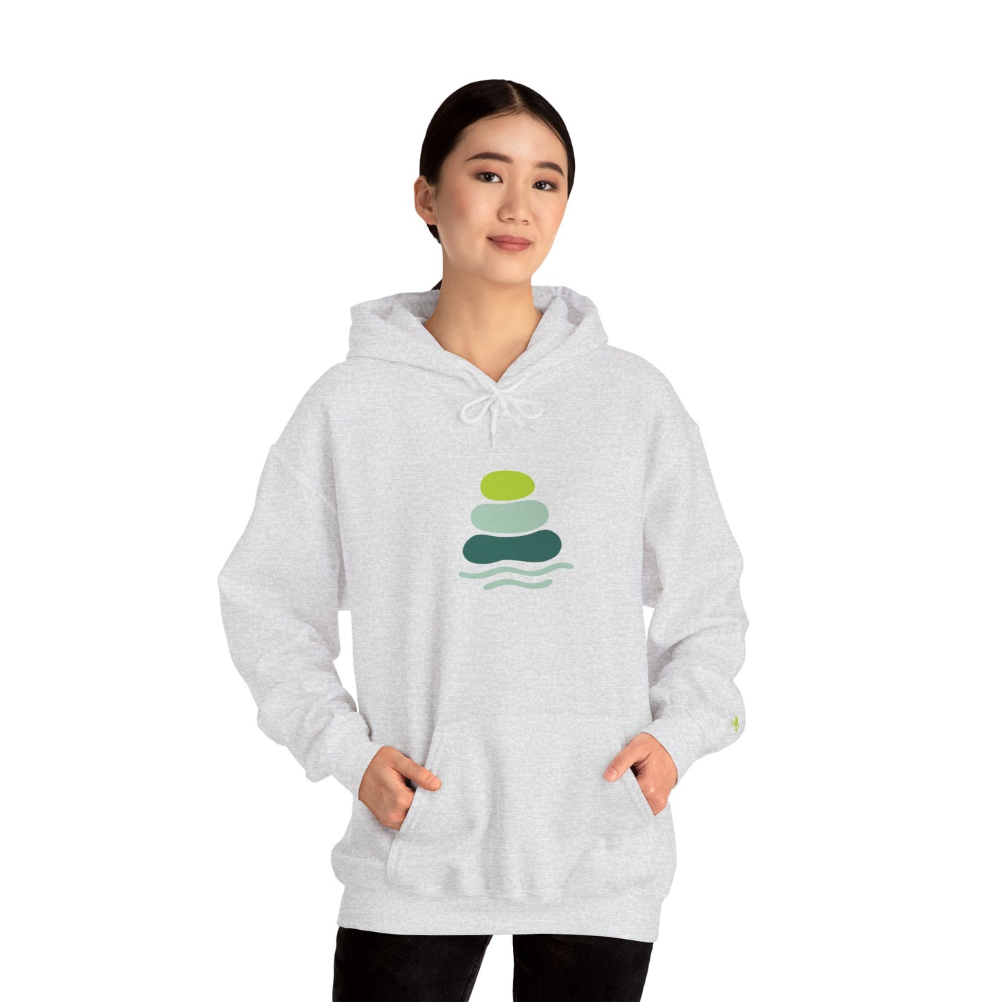 Serene Stacked Stones Hoodie, Unisex Sweatshirt for Mindfulness, Cozy Layer for Relaxation, Gift for Yoga Lovers, Perfect for Meditation