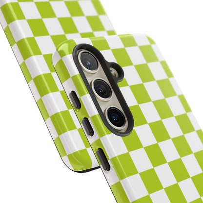 Lively Checker Pattern Phone Case | Tough Cases, Green Checkered Design, Unique Cell Phone Cover, Trendy Accessory, Gift Idea