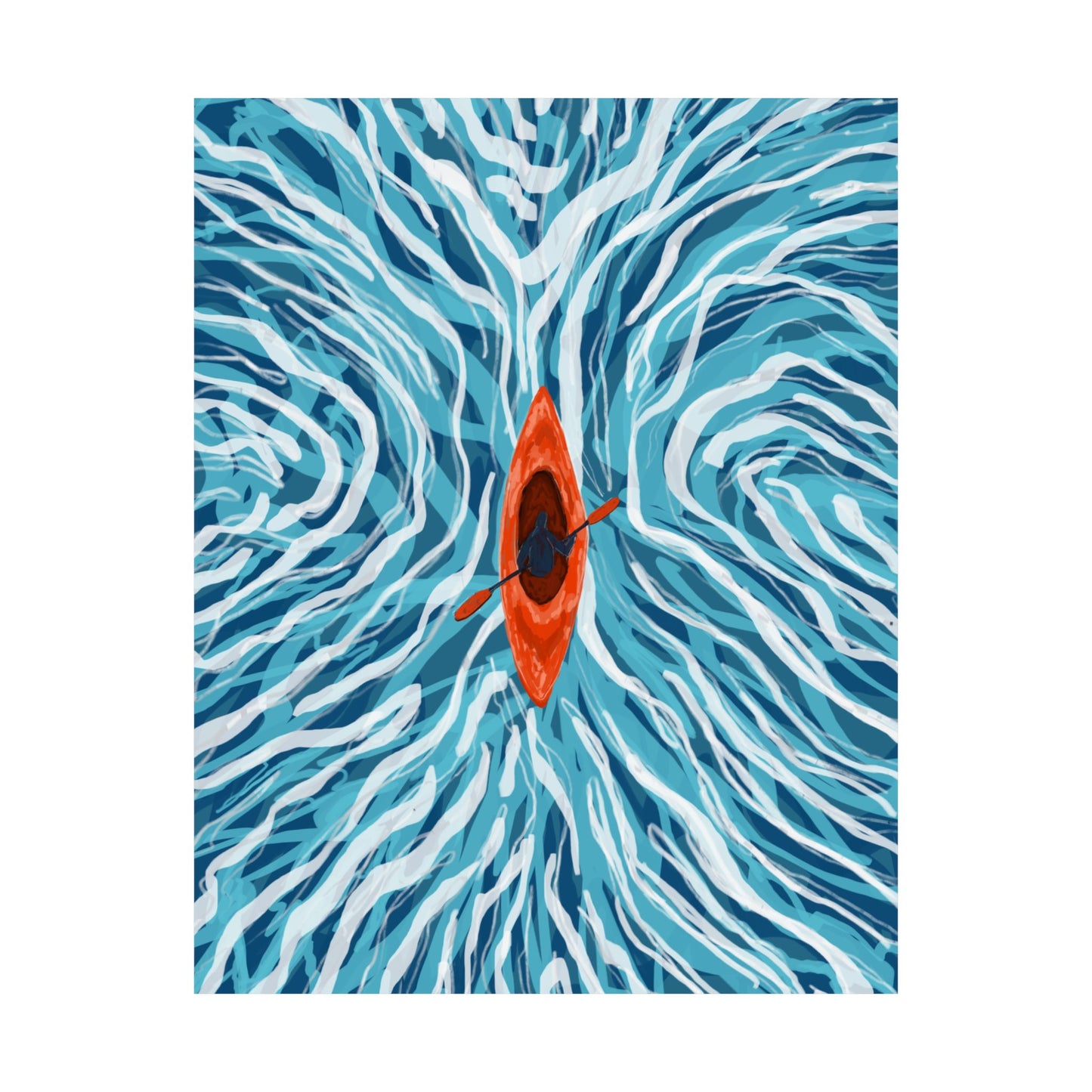 Vibrant Kayaking Poster Print, Adventure Wall Art, Calm Waters Decor, Gift for Outdoor Lovers, Home Office Accent