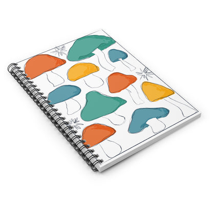 Colorful Mushroom Spiral Notebook for Nature Lovers, Eco-Friendly Journal, Study Guide, Personal Diary, Gifts for Writers