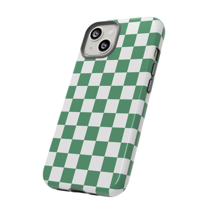 Stylish Phone Case - Green Checker Print, Trendy Phone Cover, Unique Gift, Modern Accessories, Eco-Friendly Case