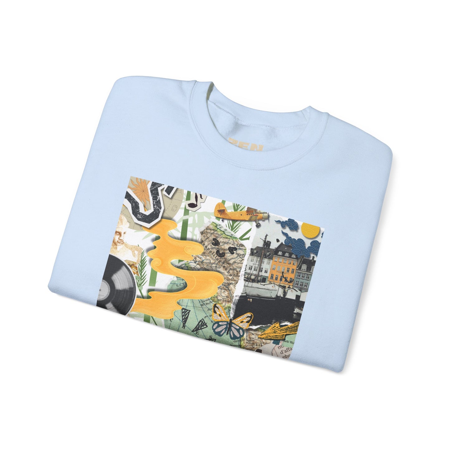 Vibrant Art Sweatshirt for Creatives, Cozy Fall Layering, Gift for Artists, Unique Graphic Pullovers, Casual Everyday Wear, Abstract, Vintage, Collage, Crewneck, Cool Hoodies