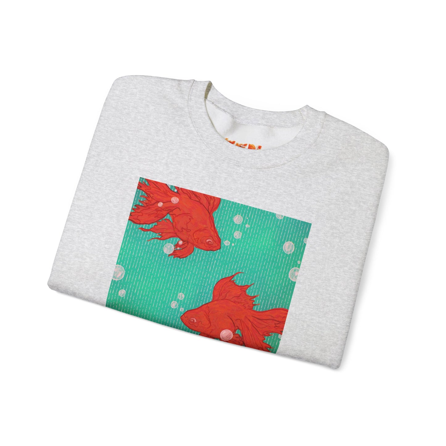 Colorful Fish Graphic Crewneck Sweatshirt, Cozy Unisex Sweater, Fun Graphic Top, Ideal Gift for Fish Lovers, Casual Everyday Wear, Comfy Goldfish Crewneck