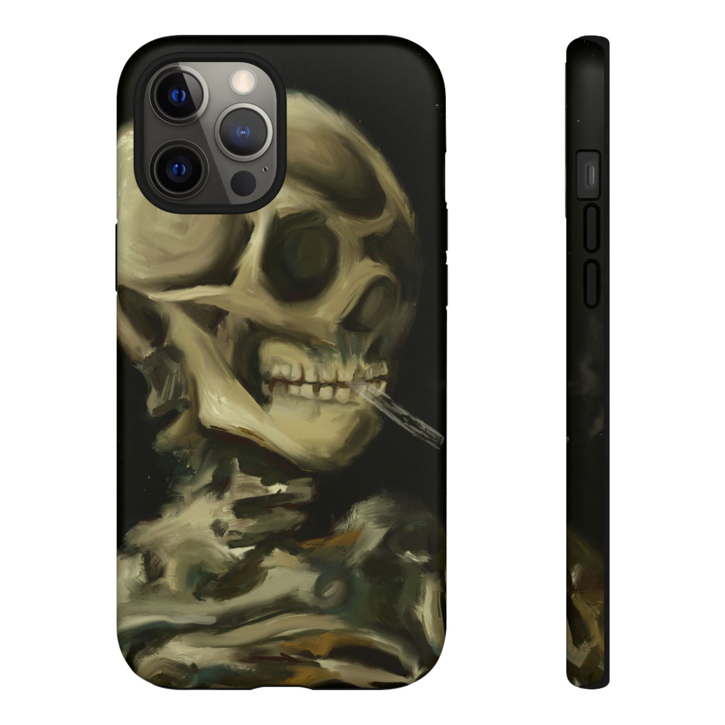 Skull Phone Case - Tough Cases, Macabre Style, Unique Accessories, Perfect for Halloween, Gothic Decor, Edgy Gift Idea | Van Gogh Reimagined, Abstract Twist on  Van Gogh's Skeleton with Burning Cigarette