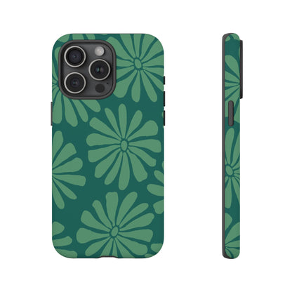 Stylish iPhone Case, Floral Phone Cover, Tough Phone Cases, Green Daisy Design, Unique Gift for Her, Spring Accessories