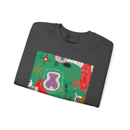 Vibrant Artwork Crewneck Sweatshirt - Cozy Unisex Gift, Trendy Streetwear, Spring Fashion, Unique Graphic Tee, Art-Inspired Apparel
