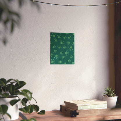 Frog Splash Art Prints, Fun Wall Decor for Kids, Nursery Room Accent, Green Frog Pattern Posters, Gift for Frog Lovers