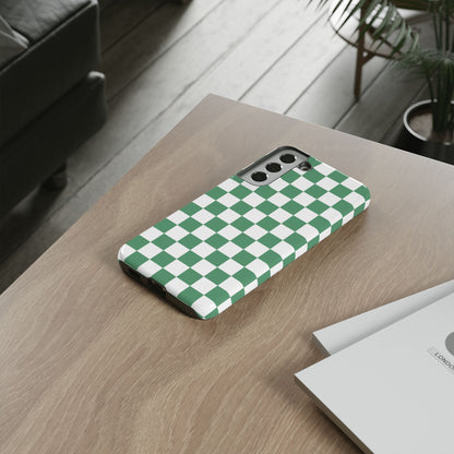Stylish Phone Case - Green Checker Print, Trendy Phone Cover, Unique Gift, Modern Accessories, Eco-Friendly Case