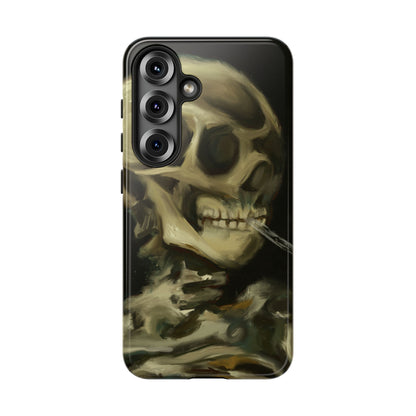 Skull Phone Case - Tough Cases, Macabre Style, Unique Accessories, Perfect for Halloween, Gothic Decor, Edgy Gift Idea | Van Gogh Reimagined, Abstract Twist on  Van Gogh's Skeleton with Burning Cigarette