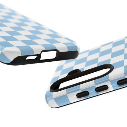 Blue Checkered Phone Case, Tough Phone Cover, Stylish Mobile Protector, Unique Gift for Him/Her, Trendy Accessories for Holidays