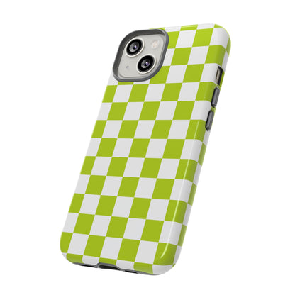 Lively Checker Pattern Phone Case | Tough Cases, Green Checkered Design, Unique Cell Phone Cover, Trendy Accessory, Gift Idea