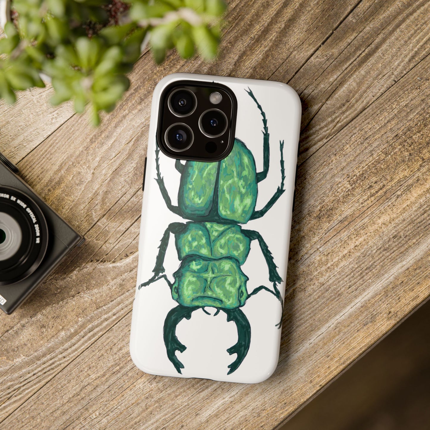 Green Beetle Phone Case - Tough Cases, Insect Lover Gift, Nature Lover Accessory, Unique Phone Cover, Eco-Friendly Design