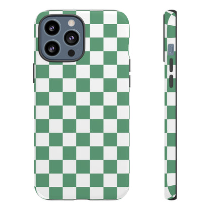 Stylish Phone Case - Green Checker Print, Trendy Phone Cover, Unique Gift, Modern Accessories, Eco-Friendly Case