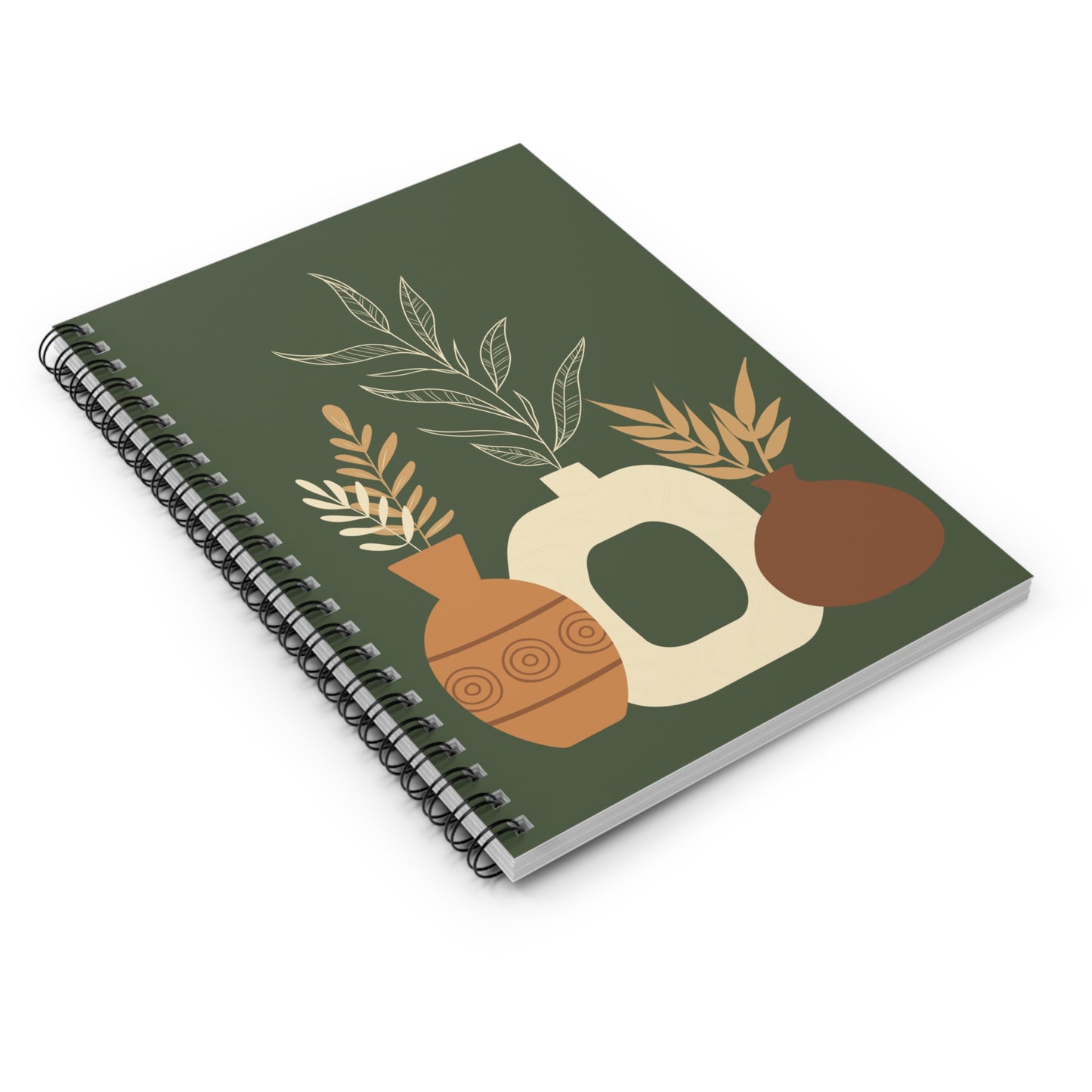Boho Floral Spiral Notebook, Eco-Friendly Journal for Note-Taking, Sketching, Gift for Writers, Students, Housewarming Decor