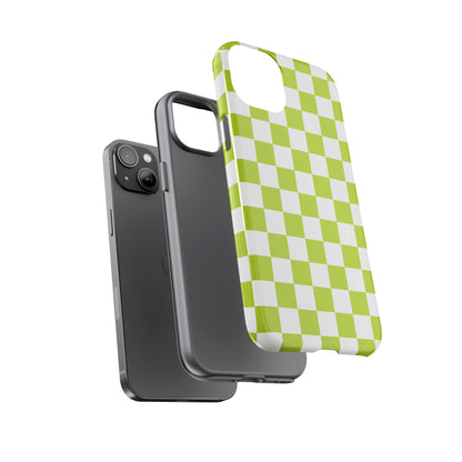 Lively Checker Pattern Phone Case | Tough Cases, Green Checkered Design, Unique Cell Phone Cover, Trendy Accessory, Gift Idea