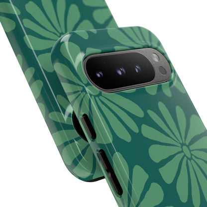 Stylish iPhone Case, Floral Phone Cover, Tough Phone Cases, Green Daisy Design, Unique Gift for Her, Spring Accessories