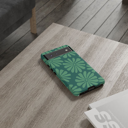 Stylish iPhone Case, Floral Phone Cover, Tough Phone Cases, Green Daisy Design, Unique Gift for Her, Spring Accessories