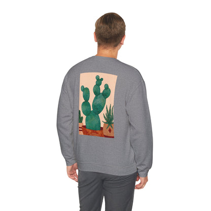 Cactus Art Crewneck Sweatshirt - Cozy unisex pullover, perfect for plant lovers, everyday wear, gifts for him/her, and casual outings