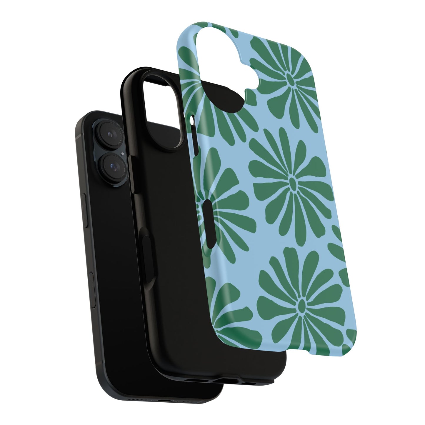 Stylish iPhone Case, Floral Phone Cover, Tough Phone Cases, Green Daisy Design, Unique Gift for Her, Spring Accessories