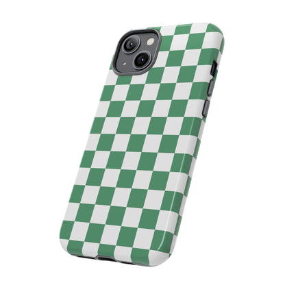 Stylish Phone Case - Green Checker Print, Trendy Phone Cover, Unique Gift, Modern Accessories, Eco-Friendly Case