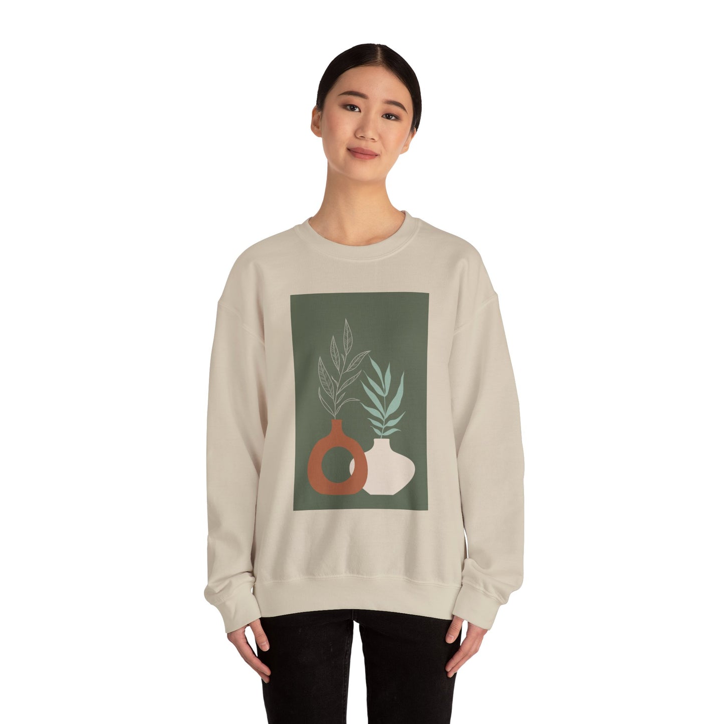 Botanical Minimalist Crewneck Sweatshirt, Cozy Unisex Pullover, Nature-Inspired Gift, Fall Fashion, Comfortable Layering Piece
