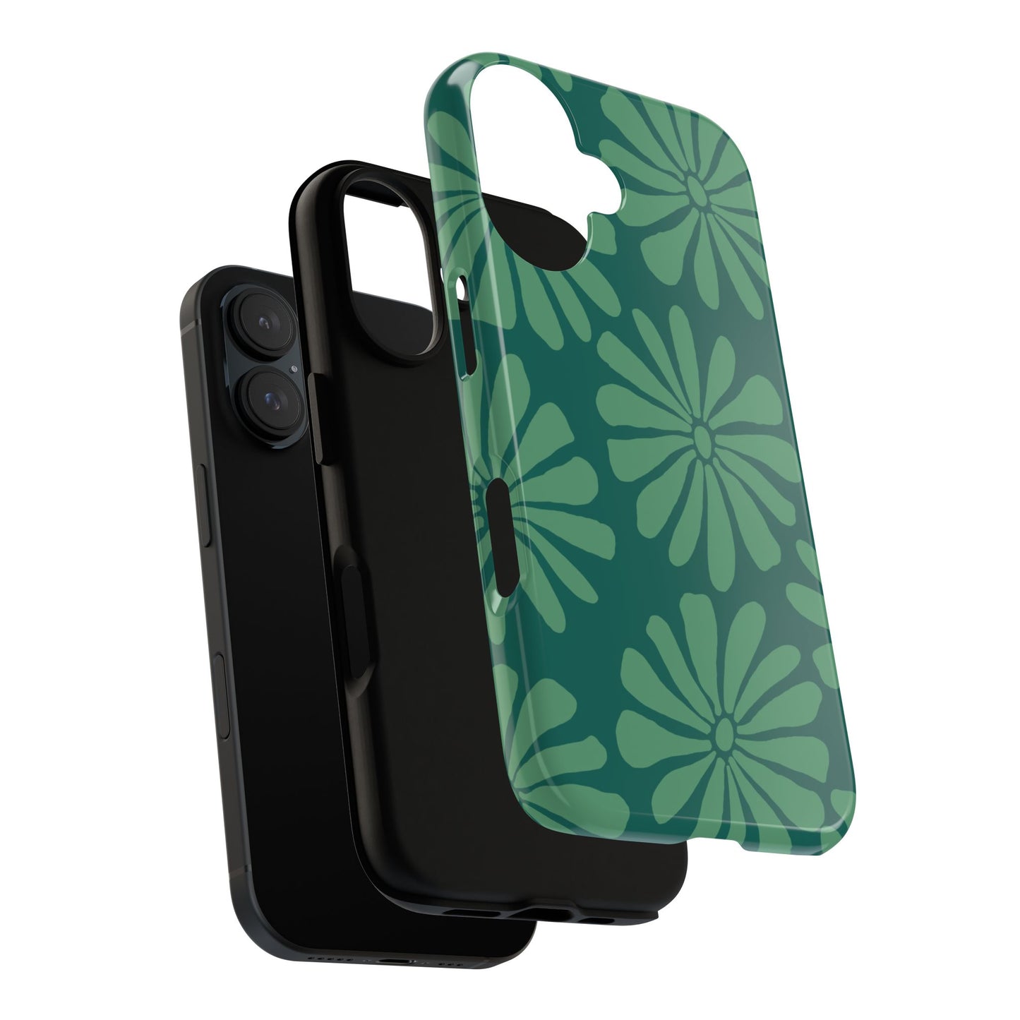 Stylish iPhone Case, Floral Phone Cover, Tough Phone Cases, Green Daisy Design, Unique Gift for Her, Spring Accessories