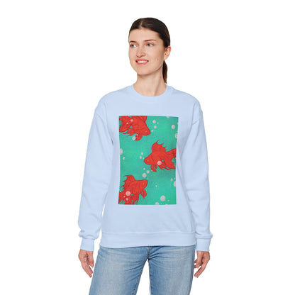Colorful Fish Graphic Crewneck Sweatshirt, Cozy Unisex Sweater, Fun Graphic Top, Ideal Gift for Fish Lovers, Casual Everyday Wear, Comfy Goldfish Crewneck
