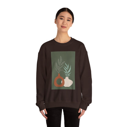 Botanical Minimalist Crewneck Sweatshirt, Cozy Unisex Pullover, Nature-Inspired Gift, Fall Fashion, Comfortable Layering Piece