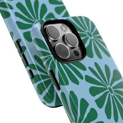 Stylish iPhone Case, Floral Phone Cover, Tough Phone Cases, Green Daisy Design, Unique Gift for Her, Spring Accessories