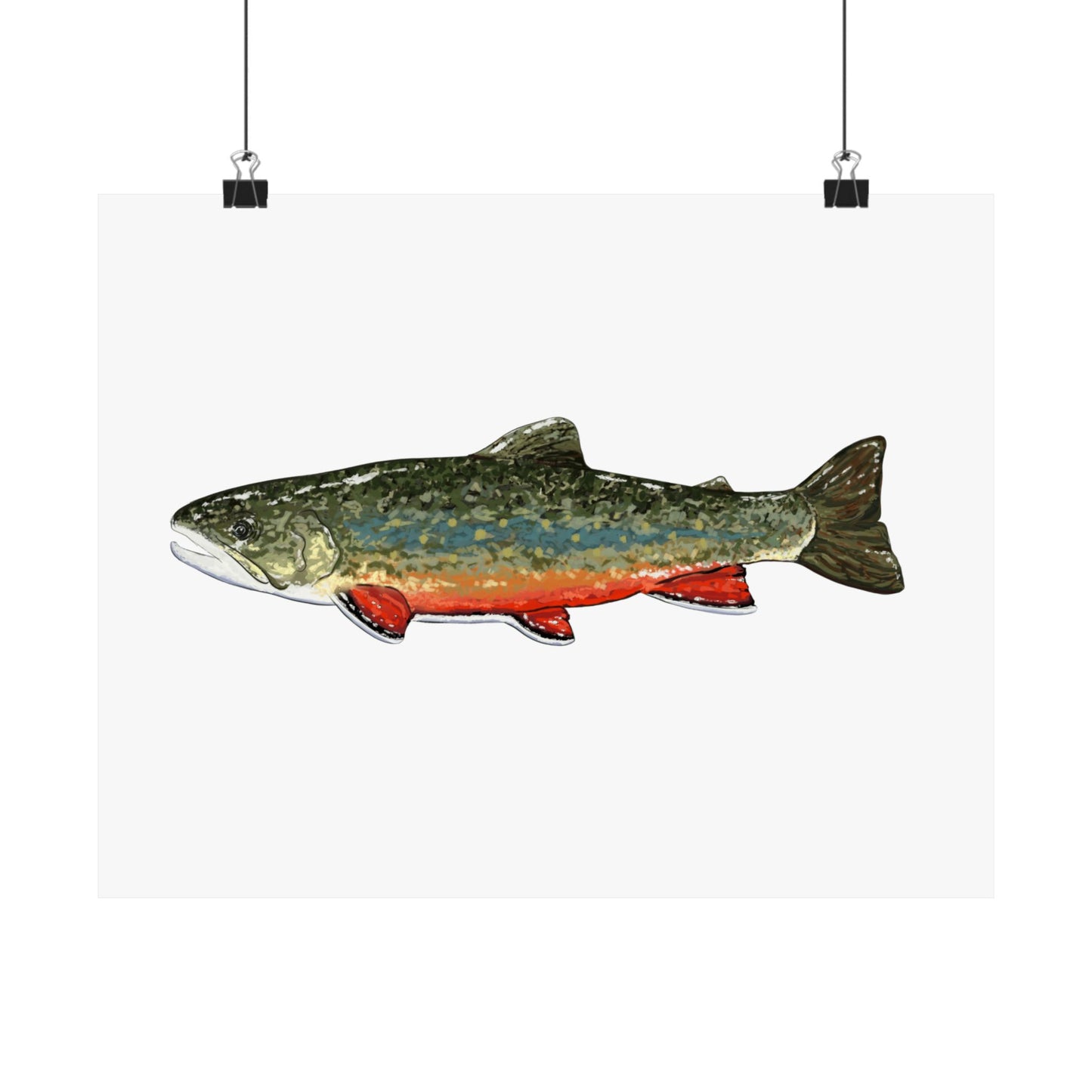 Trout Fishing Matte Horizontal Poster, Rustic Wall Art, Nature Lover Gift, Fishing Decor, Farmhouse Wall Decor