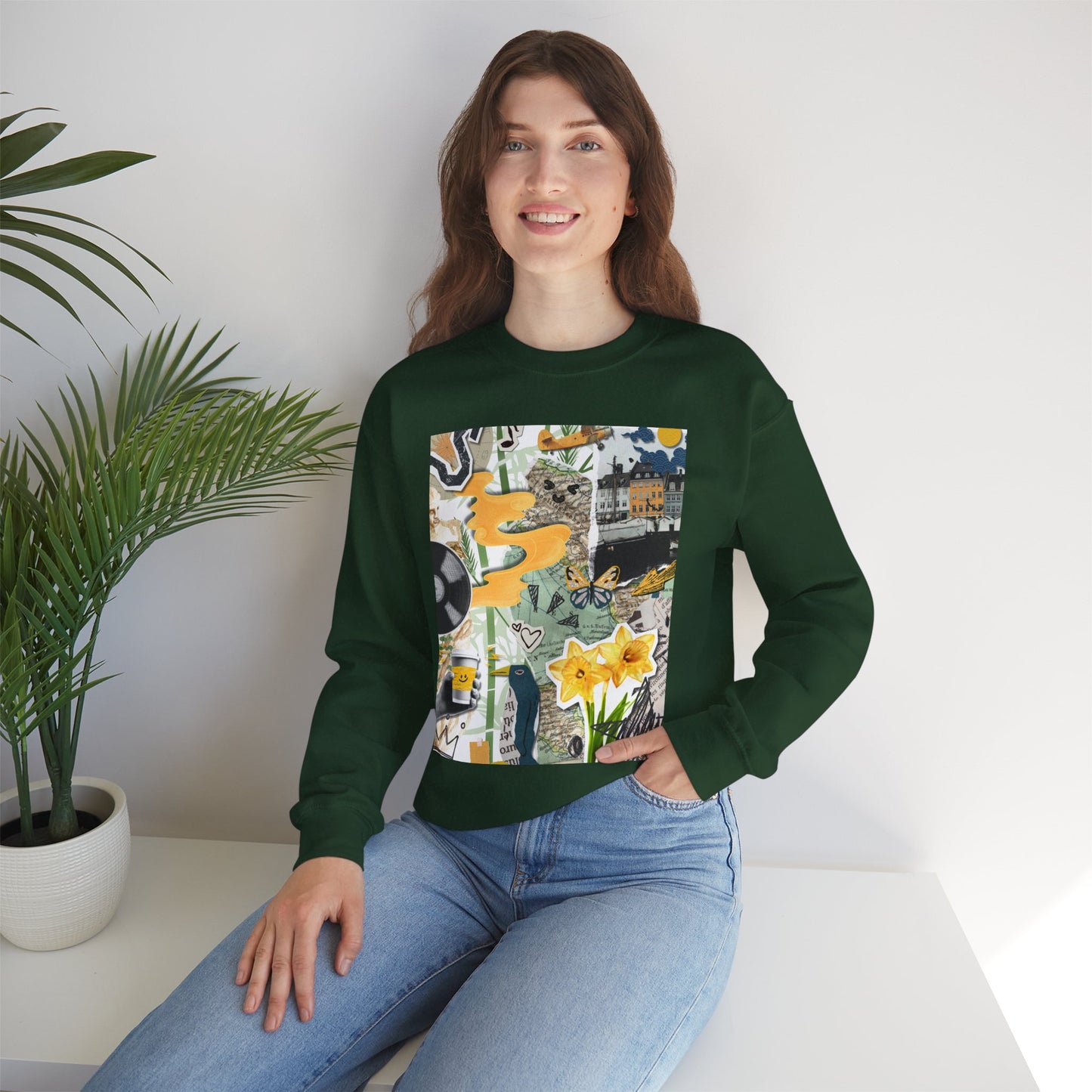 Vibrant Art Sweatshirt for Creatives, Cozy Fall Layering, Gift for Artists, Unique Graphic Pullovers, Casual Everyday Wear, Abstract, Vintage, Collage, Crewneck, Cool Hoodies